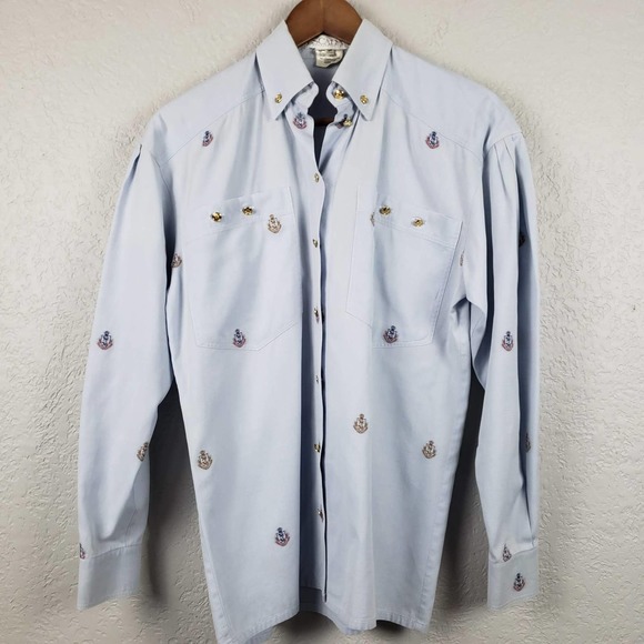 Escada Light Blue Blouse with Embroidered Accents - Picture 1 of 7